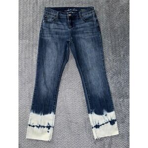 INC‎ Denim Straight Leg Jeans Regular Fit Ankle Tie Dye Hem Size 4